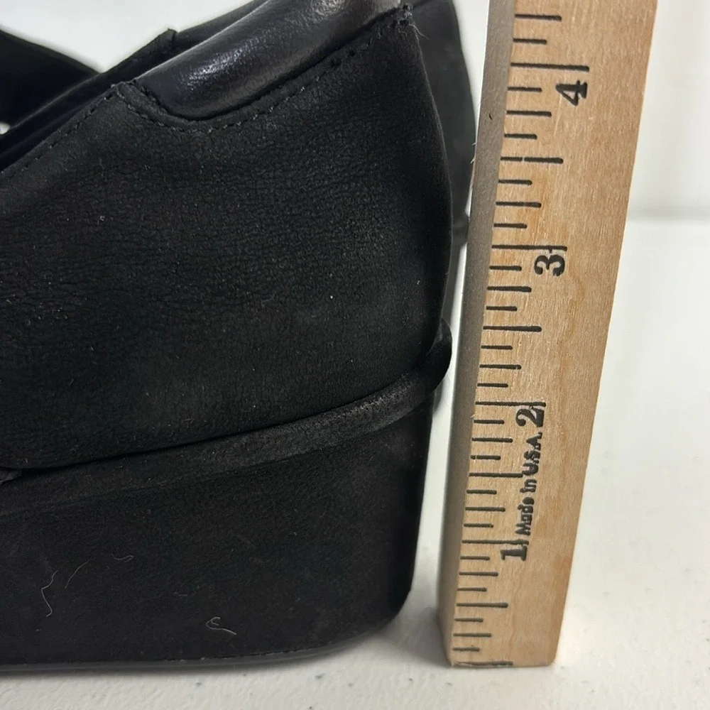 Black Suede Mary Jane Wedge Preppy Shoes Career Minimalist Whimsigoth Women 9